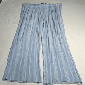 Torrid Women's Size 2X Blue Geo Pattern Wide Leg Rayon Lined Pants 356‎